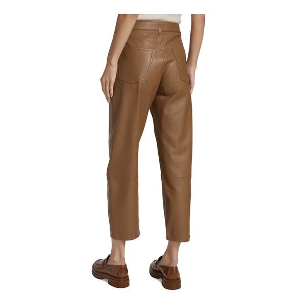 Citizens Of Humanity Calista Curve Leather Pants Size 26 Camel Barrel Leg - Picture 15 of 15